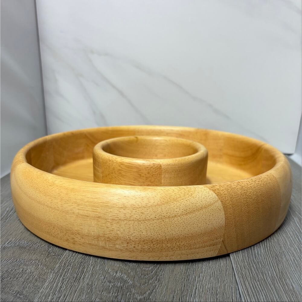 Vintage Studio Nova Wooden Chip and Dip Serving Platter 12"